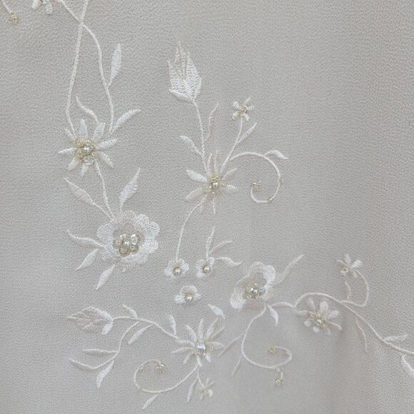 Vtg Draper's & Damon's Dress Formal Modest Caped Shift Embroidered Cream Sz MP - Picture 5 of 9